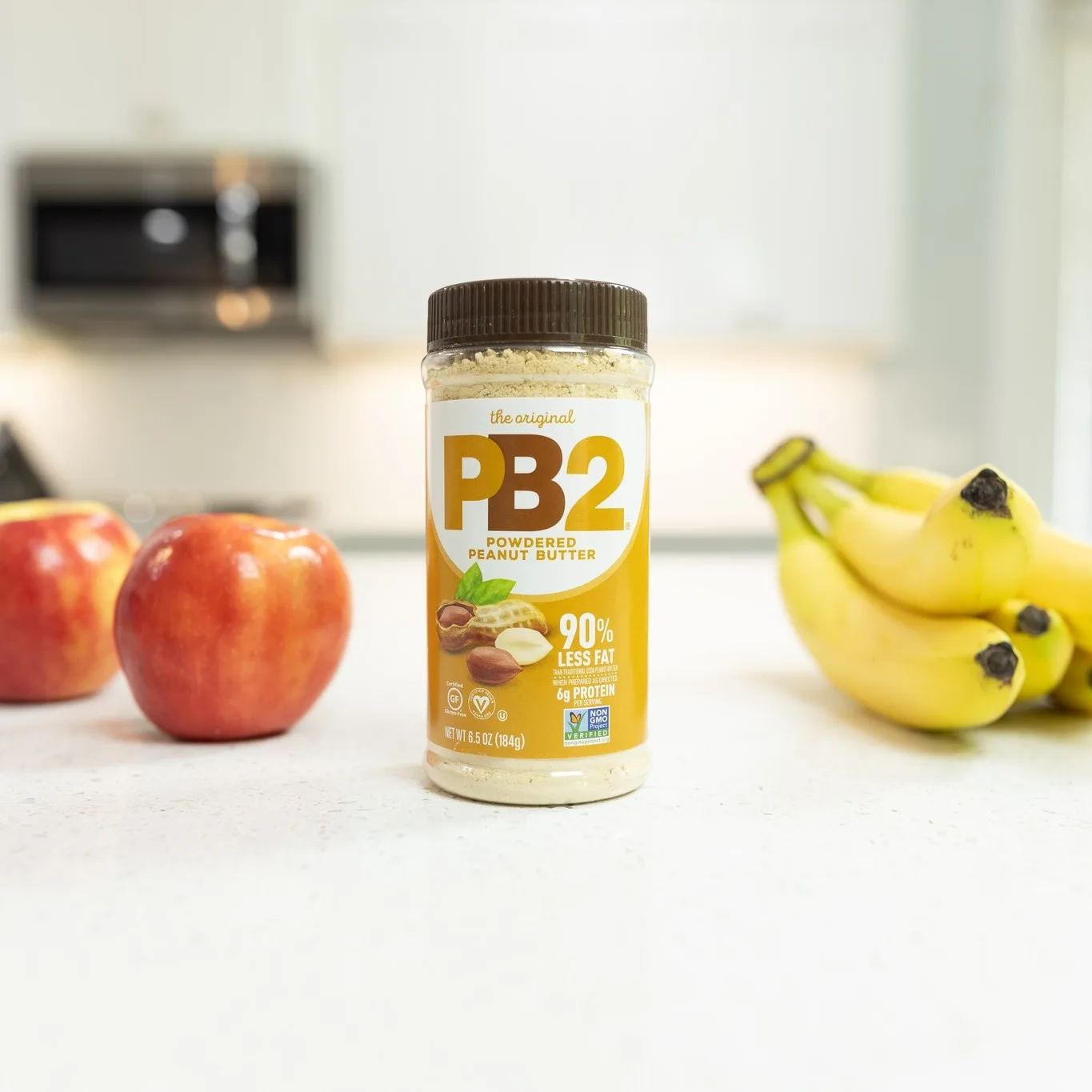 PB2 powdered peanut butter jars with recipe-styled ingredients